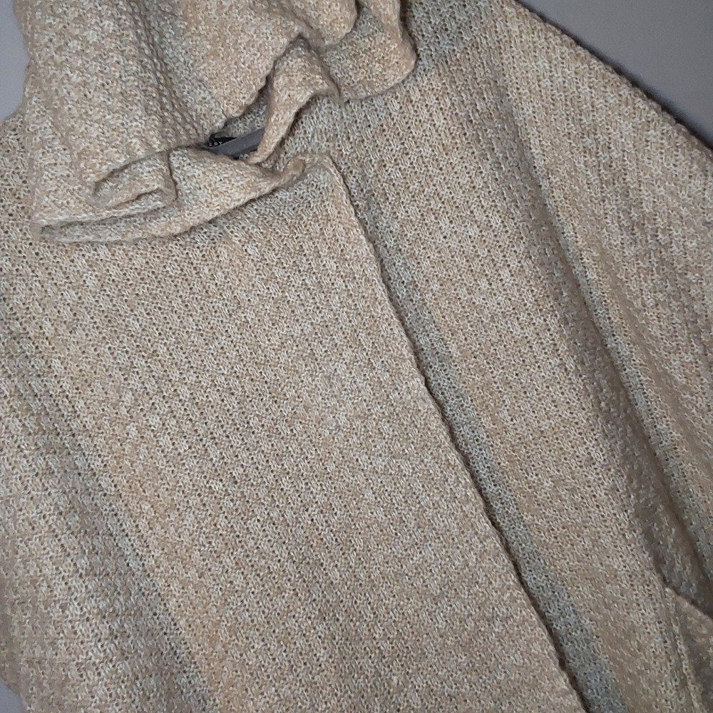 Robert Kitchen Women's XL Front Snap Heather Brown Hooded Wrap Shawl‎